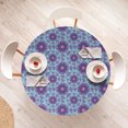 thumbnail image 4 of Ambesonne Purple Mandala Fitted Round Tablecloth, Mosaic Fractal, 56"- 60" Diameter, Sky Blue Mauve, 4 of 5