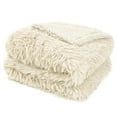thumbnail image 3 of PAVILIA Cream Beige Fluffy Bed Blanket, King Size, Fuzzy Blanket for Women Men, Furry Plush Warm Large Blanket for Couch Sofa, Super Soft Thick Faux Fur Sherpa Blanket, 90x108, 3 of 9