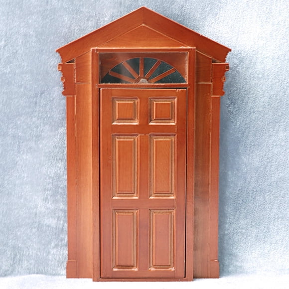 ELAYARD Dollhouse Vintage Wood Door Decoration Light Brown Indoor Display 1Set