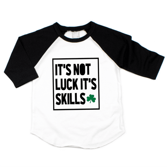 Bump and Beyond Designs Boys St. Patrick's Day Shirt, It's Not Luck It's Skills (Black, 12-18 Months)