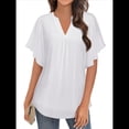 thumbnail image 1 of Blusas de Corta con Cuello en V para Mujer, Blusas Florales de Doble Capa de , Túnicas, Tops M, 1 of 8