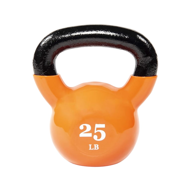 BalanceFrom 25lb Vinyl-Coated Cast Iron Kettlebell, Orange photo 1
