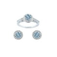 thumbnail image 2 of ADIRFINE 925 Sterling Silver Colored Cubic Zirconia Halo Ring Earrings Set, 2 of 5