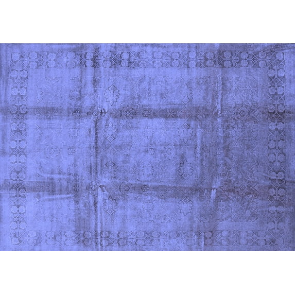 Ahgly Company Machine Washable Indoor Rectangle Oriental Blue Traditional Area Rugs, 7' x 9'