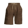 thumbnail image 4 of ADSSDQ Cargo Shorts for Men Elastic Waist Drawstring 9 Inch Inseam Corduroy Shorts Beach Board Lounge Hippie Vacation Shorts with Multi Pockets Brown 2XL, 4 of 9