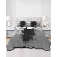 thumbnail image 2 of Quilts Twin Size Bedding Set, Black Cement Gray Lightweight Quilted Comforter, Modern Abstract Art Black Soft Reversible Bedspread Coverlet with Pillow Covers for All Season, 68" x 86", 2 of 7