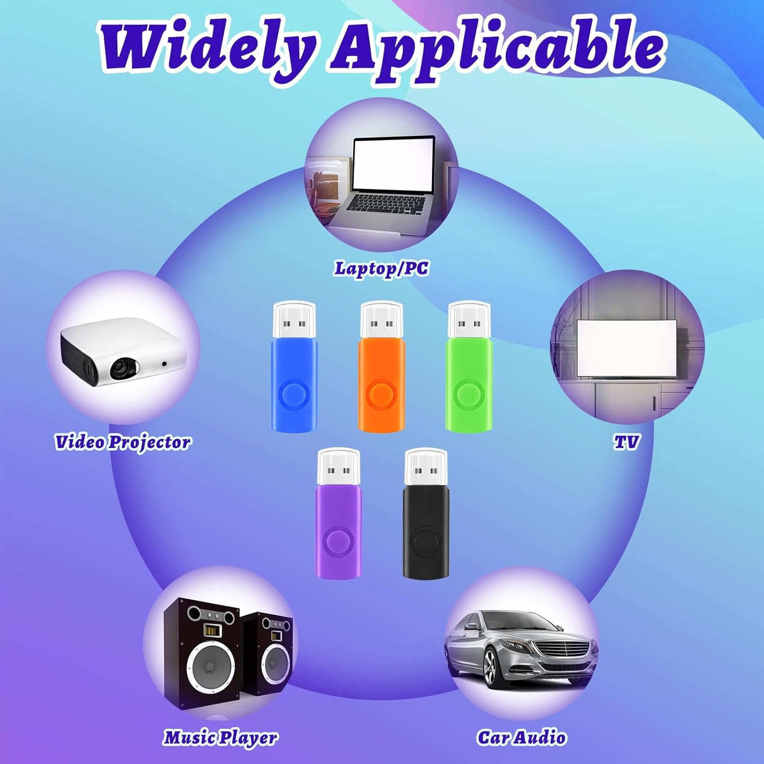 50PCS USB 2.0 thumb flash drives (128MB * 5 colors)