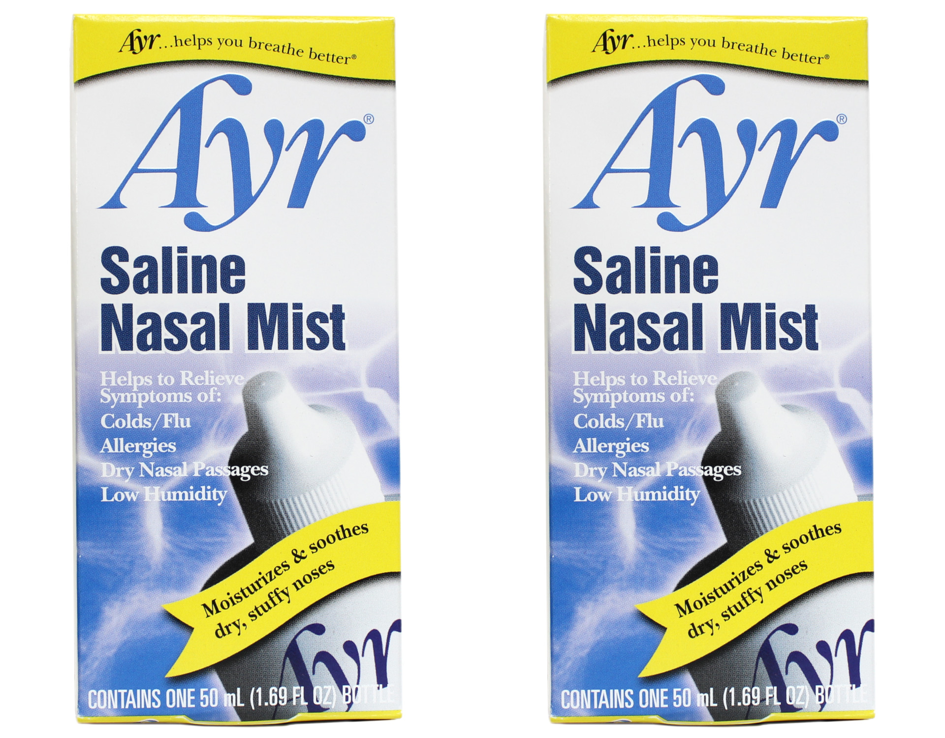 Ayr Saline Non-Medicated Nasal Mist - 1.69 Oz(50 Ml), 2 Pack