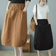 thumbnail image 6 of PUMISAS Summer Mid-Length Skirts For Women High Waisted Drawstring Flowy Elastic Waist Skirts Casual Loose Skirts With Side Pockets, 6 of 6