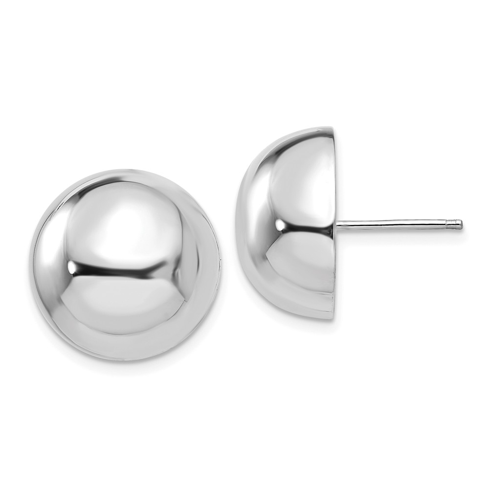 14K White Gold 16mm Half Ball Post Earrings (16mm x 16mm)