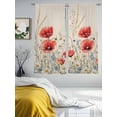 thumbnail image 2 of Red Poppy Flower Sheer Curtains for Living Room Bedroom Patriotic Botanical Summer Floral Sheer Curtains 72 Inch Long 2 Panels Set Light Filtering Curtain Window Treatments Drapes for Dining Room, 2 of 6