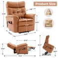thumbnail image 6 of DeeHome Dual Motor Power Lift Recliner Chair for Elderly, One Touch Rest, Lay Flat Leather Lift Chair with Massage and Heat, USB & Type C Ports, Electric Recliner Chairs for Seniors, Caramel Medium, 6 of 9