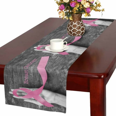 

SUNENAT Pink Ribbon Bow for Breast Cancer Awareness in October Month Table Runner Linen & Cotton Cloth Placemat Home Decor for Wedding Banquet Decoration 16 x 72 Inches