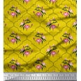 thumbnail image 1 of Soimoi Poly Georgette Fabric Leaves,Floral & Quatrefoil Damask Printed Fabric 1 Yard 52 Inch Wide, 1 of 1