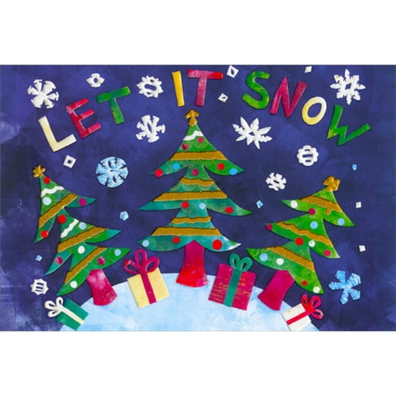 Pictura Let it Snow : 3 Colorful Trees Christmas Card