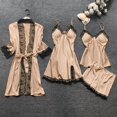 thumbnail image 2 of PMVFHDE Lace Robe Dress Set for Women - Elegant Silk Sleepwear Pajamas Nightdress Gold,L, 2 of 3