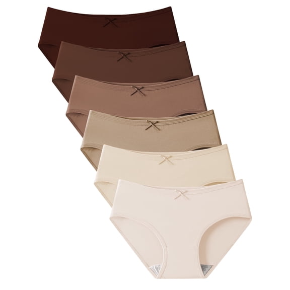 Wausea Teen Girls Underwear Cotton Hipster Panties, 6 Pack, Sizes XS-XL