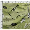 thumbnail image 2 of Soimoi Musical Instruments Printed, Cotton Satin Spandex, Sewing Fabric by The Yard 54 Inch Wide, Decorative Fabric for Dresses and Home Accents, Light Green, 2 of 5