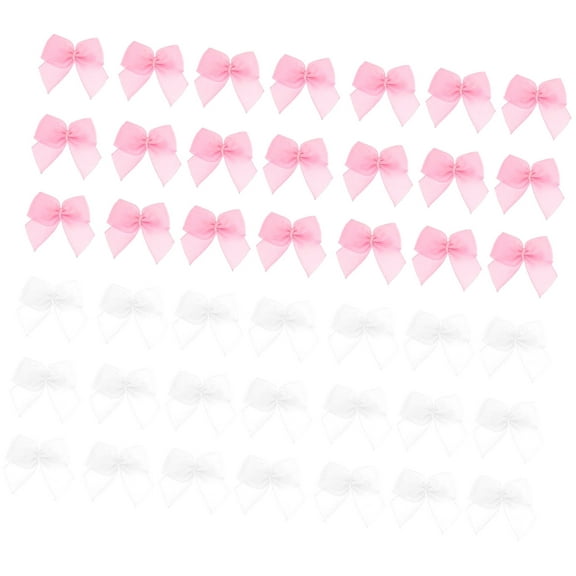 Bybiment Bows for Crafts, 100 Pieces 1 Inch White Tiny Bows Small Satin Bow for Crafts Sewing Basket Wedding Birthday Christmas Party Scrapbooking