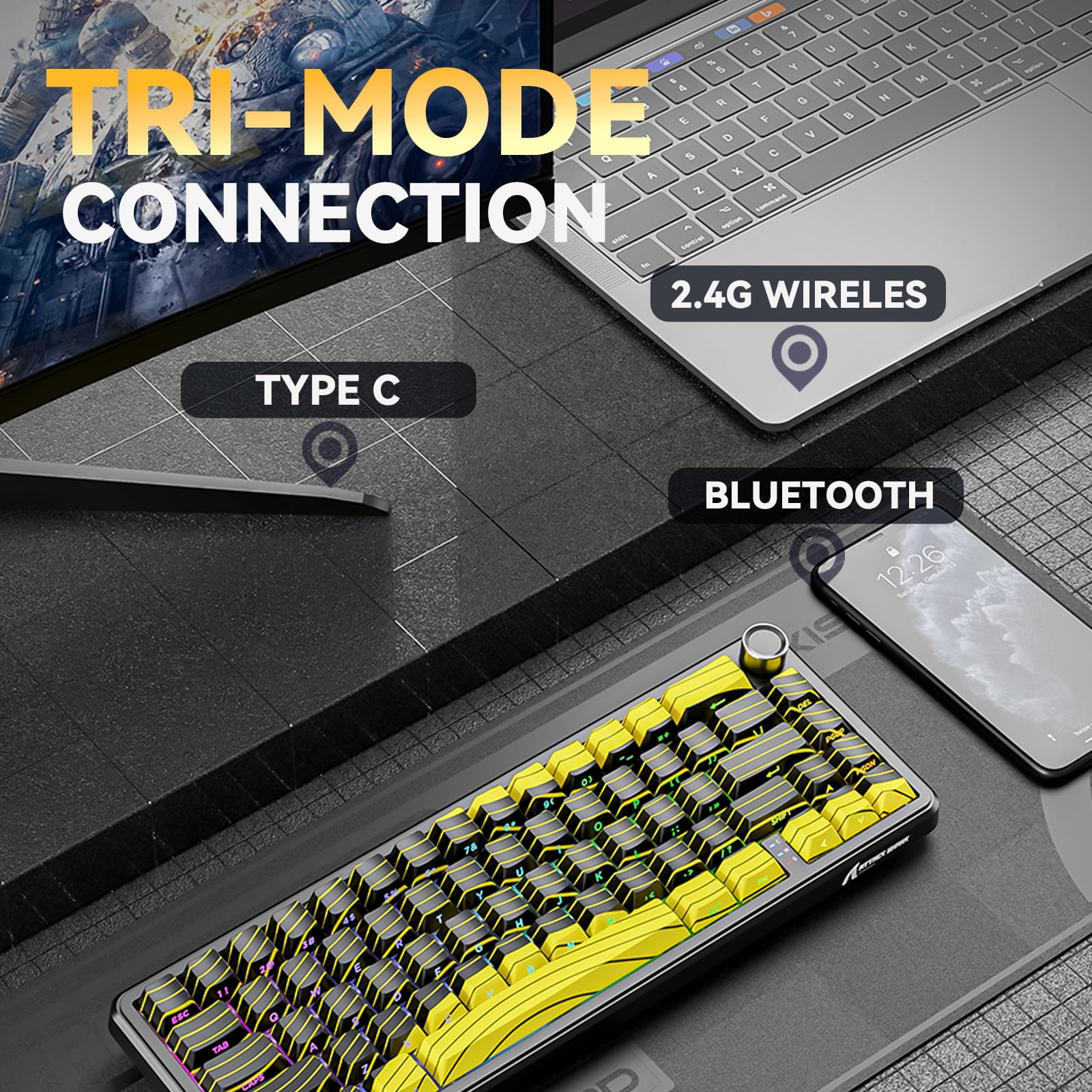 ATTACK SHARK X65PRO HE Wireless Rapid Trigger Keyboard Magnetic Switch 60% Wireless Magnetic Keyboard With 0.01mm RT Accuracy, Support RT/Snap Tap/DKS/MT/TGL