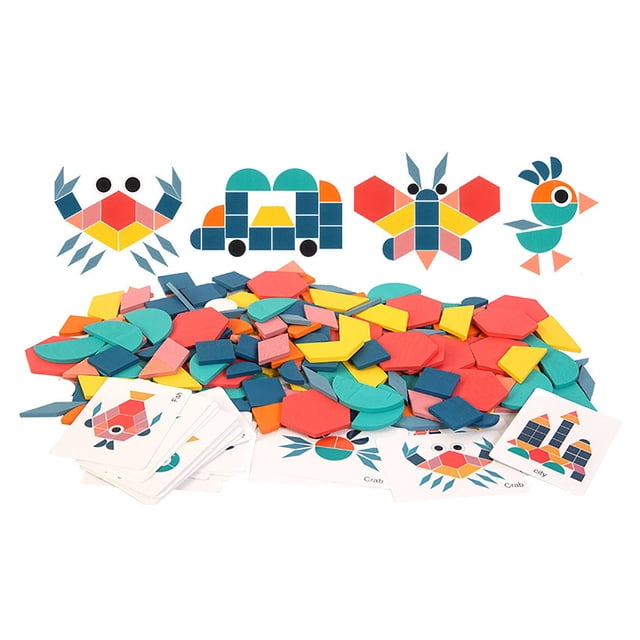 Multi Shape Blocks Improve Skills Bright Colors Wood Pattern Puzzle Early Learning Brain Traning 180 Sheets For Boys Girls For Home ANGGREK Otros