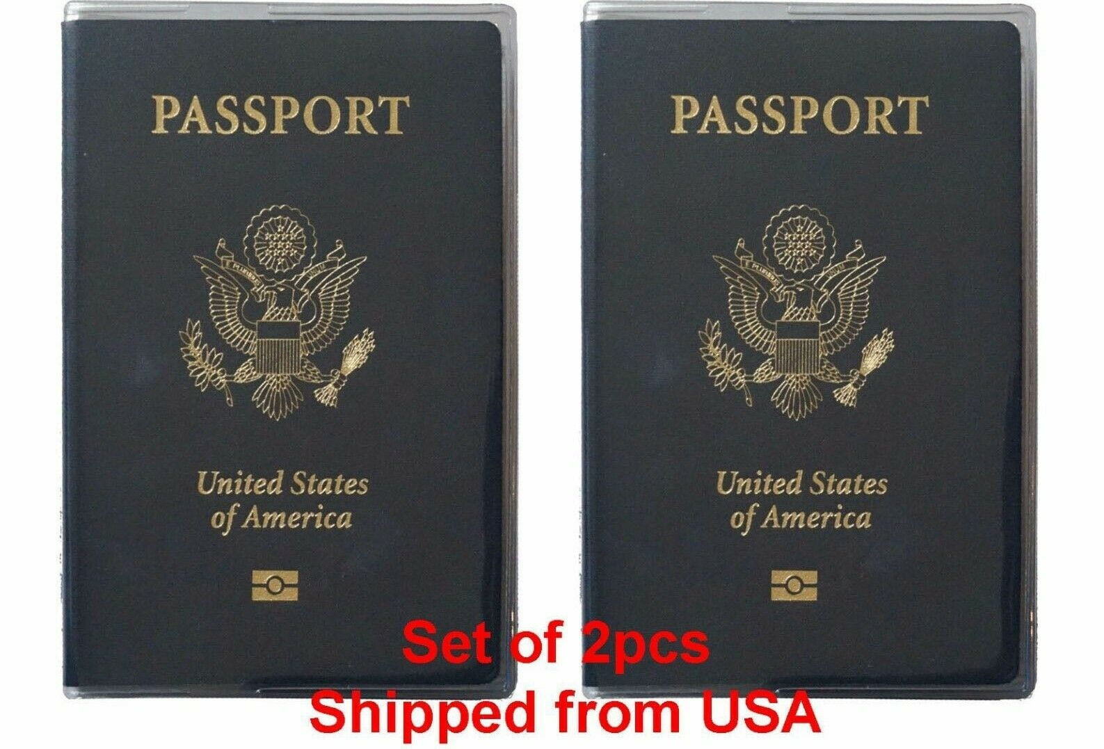 Set of 2 Heavy Duty Clear Vinyl Plastic Passport Cover Holder Travel
