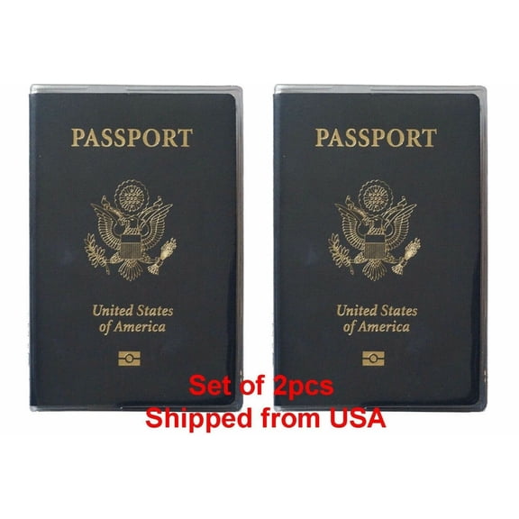 Set of 2 Heavy Duty Clear Vinyl Plastic Passport Cover Holder Travel