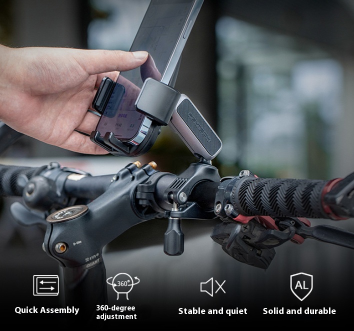 Bike Phone Mount with Handlebar Clamp - Bigcan Motorcycle Rearview Mirror Phone Holder for 130–175mm Smartphones, 360° Adjustable, Quick Release, Anti-Vibration, for Outdoor Cycling & Riding