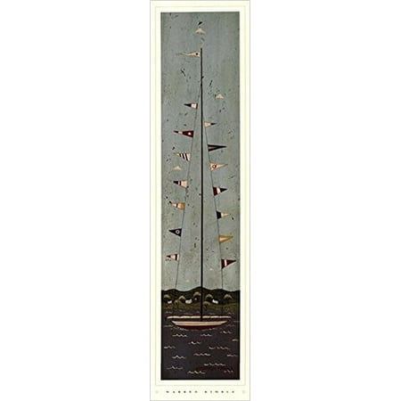 Warren Kimble Picture - Nautical II by Warren Kimble 28x7 Art Print Poster Sailboat Flags Ocean Folk Country Primitive