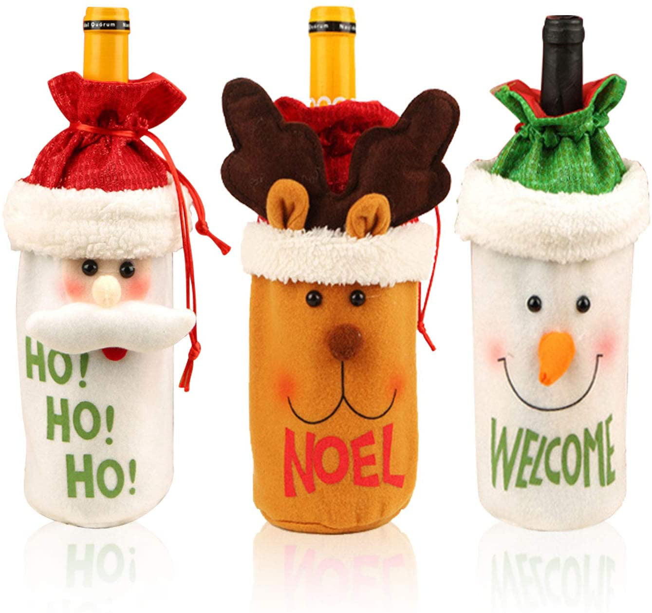1,2,4 Festive Santa Wine Bottle Cover Gift Bags Christmas Wrapping Present Xmas