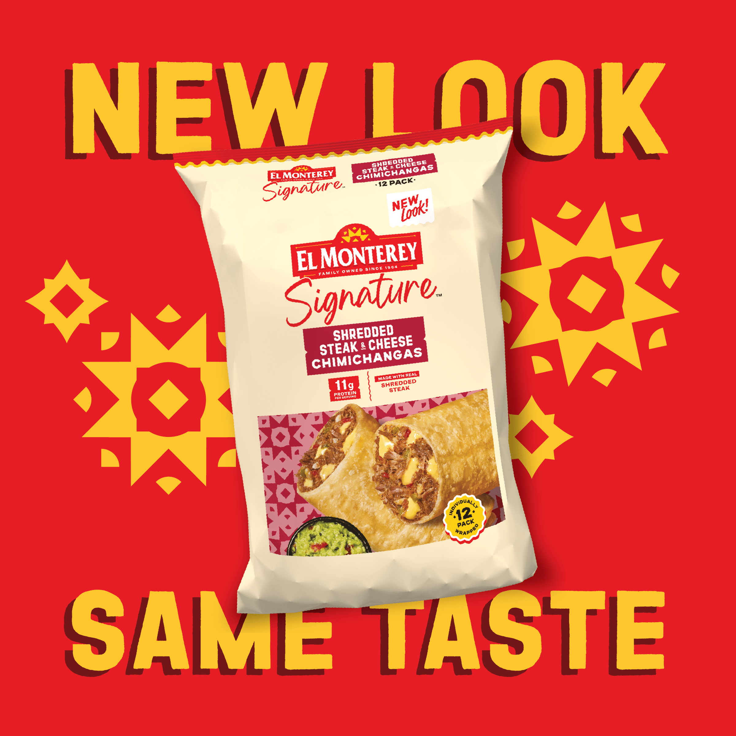 El Monterey Signature Shredded Steak and Cheese Chimichangas 54 oz, 12 Count (Frozen)
