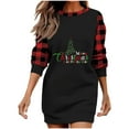 thumbnail image 1 of TIMIFIS Robe de Noël pour Femmes, Décontractée, à Manches Longues, à Carreaux Imprimés, Col Rond, Mini-Robe pour Dames, Printemps, 1 of 4