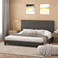 thumbnail image 2 of Furinno FB17020K-ST Laval Button Tufted Bed Frame, Slat Style, Stone, King Size - 12 Piece, 2 of 5