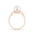 thumbnail image 2 of Angara Japanese Akoya Cultured Pearl Ring with Cluster Diamonds in 14K Rose Gold for Women | June Birthstone Jewelry for Her, 2 of 8