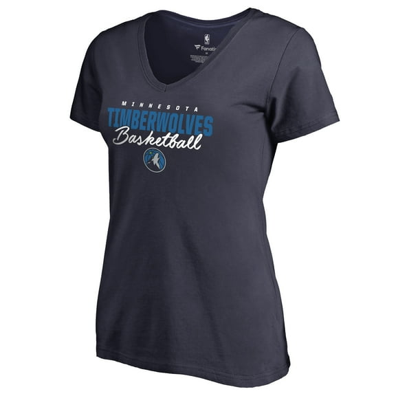 Women's Navy Minnesota Timberwolves Script Assist V-Neck T-Shirt