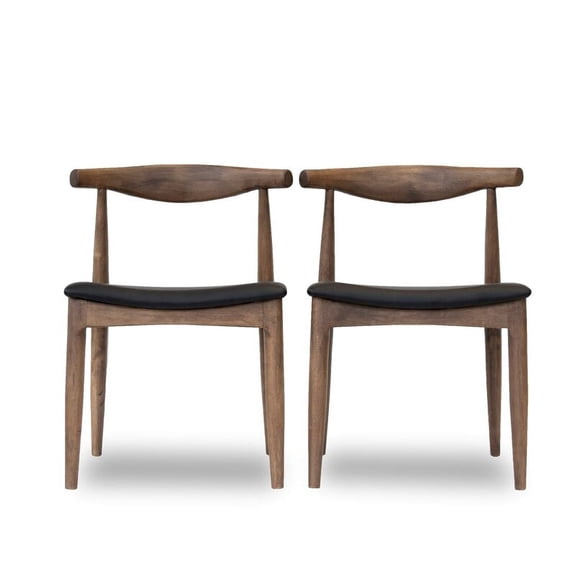 Mid-Century Modern Blake Black Faux Leather Dining Chair (Set of 2)