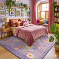 thumbnail image 2 of KoshiMe 8'x10' Floral Area Rug, Machine Washable Non-Slip Soft Low Pile Stain-Resistant Boho Flower Indoor Rug for Living Room Bedroom Dining Room, Purple Pink, 2 of 9