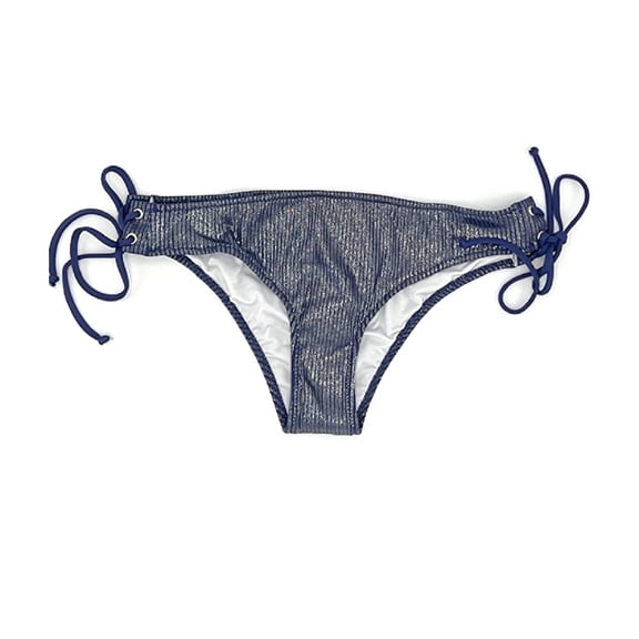 Victoria's Secret Pink Mini Cheekster String Bikini Swim Bottom Shiny Navy Blue Size X-Small NWT