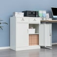 thumbnail image 4 of Metal Storage Cabinet, 36" H Locking Storage Cabinet with 2 Drawers and Adjustable Shelf, Metal Cabinets for Office, Garage, Home-White, 4 of 9