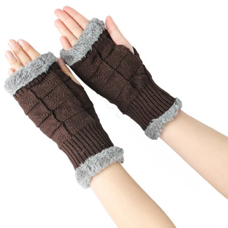 2PCS Women s Knitted Wool Convertible Fingerless Gloves for Warmth and Dexterity in Cool Weather Size:A