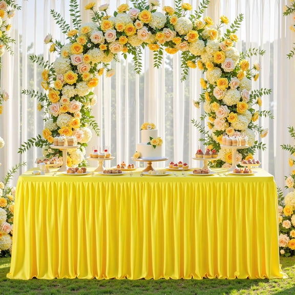 2 Pack Yellow Tablecloths for Rectangle Tables 8ft