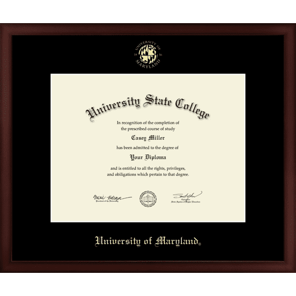 University of Maryland, College Park Diploma Frame, Document Size 17" x 13"