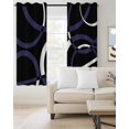 thumbnail image 2 of Blue Geometric Blackout Curtains, Light Blocking Print Window Curtains, Contemporary White Abstract Lines Black Thermal Insulated Window Drapes for Living Room Kitchen Cafe 2 Panels, 104"W x 52"L, 2 of 9