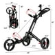 Gymax 3 Roues Golf Push Pull Cart Chariot de Golf Pliant W / Poignée Réglable – image 2 sur 9