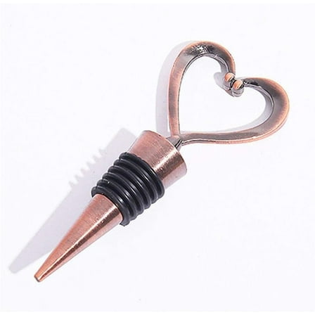 Heart Metal Wine Cork Reusable Wine Bottle Stopper for Corking Wine Beer Champagne Sparkling Wine Liqueurs, Bronze