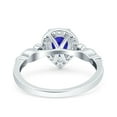 thumbnail image 3 of Halo Pear Teardrop Ring Blue Sapphire CZ 925 Sterling Silver Size 9, 3 of 6