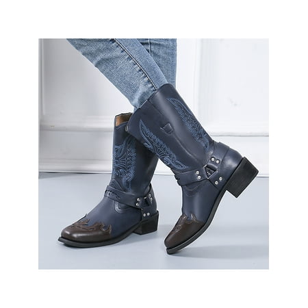 

Ferndule Womens Cowgirl Cowboy Boots Ladies Mid Wide Calf Fashion Western Shoes Size 4-12