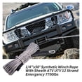 thumbnail image 3 of 1/4''x50' Truck Boat Emergency Replacement Car Outdoor Accessories Synthetic Winch Rope Cable ATV UTV 7700lbs 12 Strand String ,Great Compatibility, 3 of 8