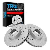 TRQ Front Performance Brake Rotors Set Vented Premium G-Coated Cross Drilled & Slotted Fits Select 2001-2003 BMW 530i 2000-2003 540i