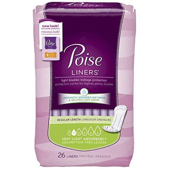 Poise Daily Panty Liners Regular Length Very Light Absorbency 26 ct, 24 Packs